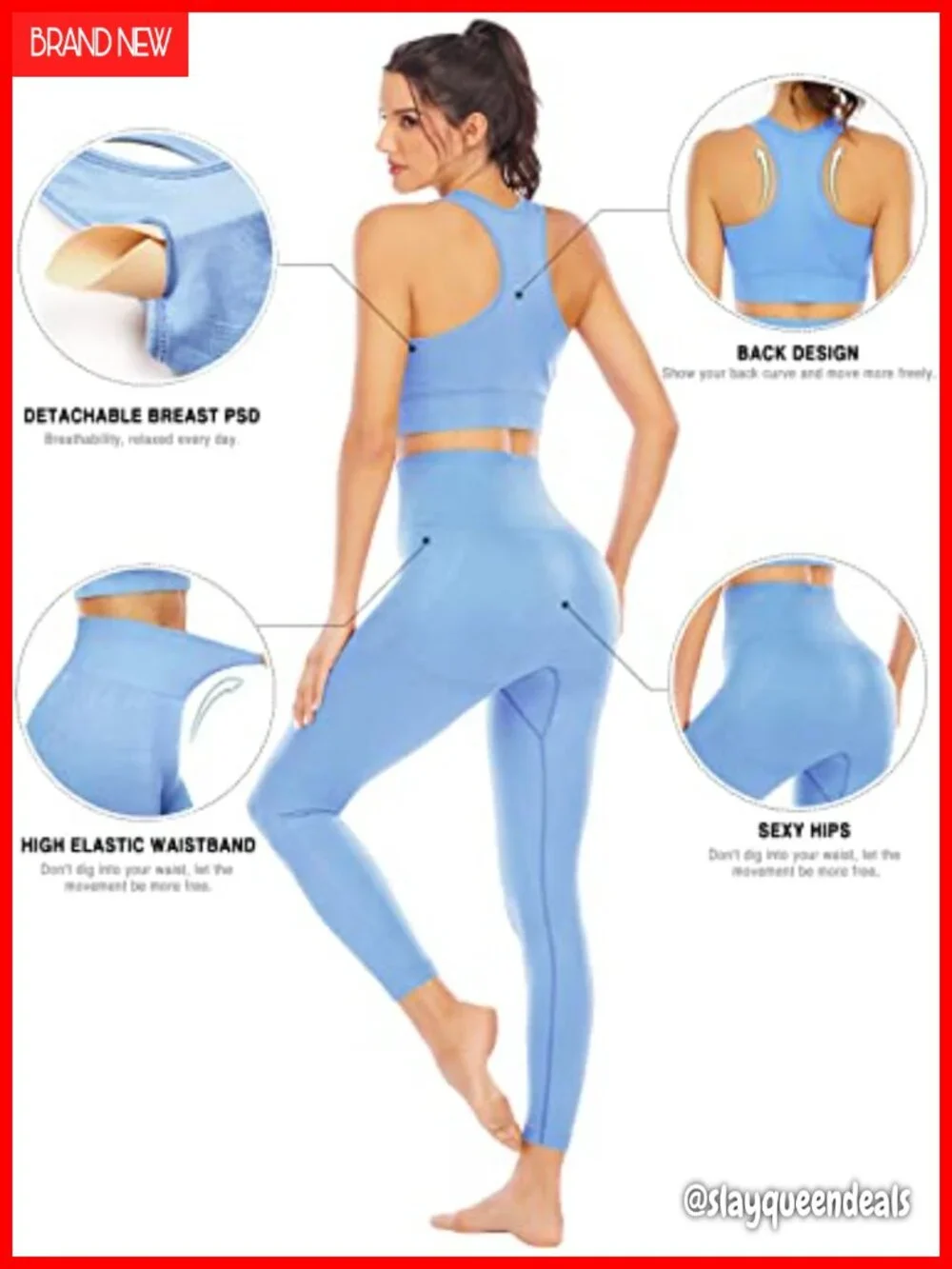 2 Piece Workout Set Nylon Spandex High Waisted Seamless Leggings Padded Sports